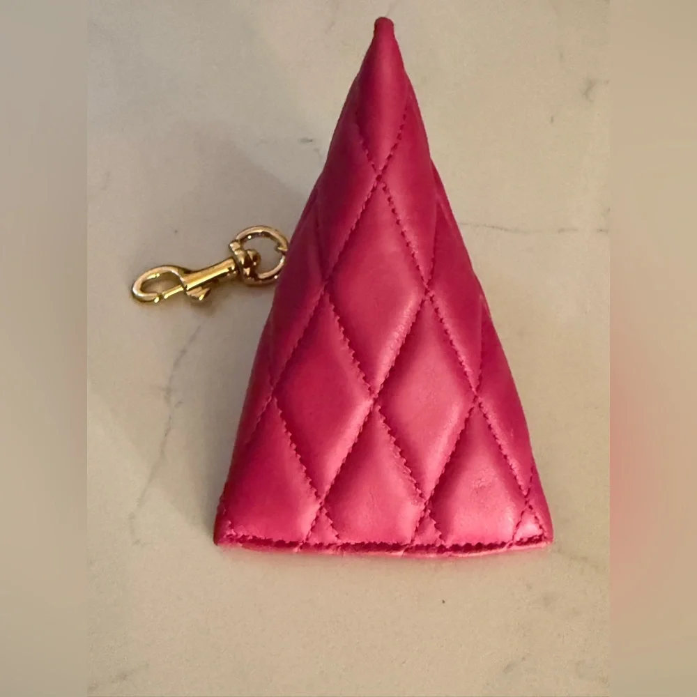 Saint Laurent‎ YSL Quilted Mini Pouch Charm Pink Leather Gold Chain - Picture 6 of 9